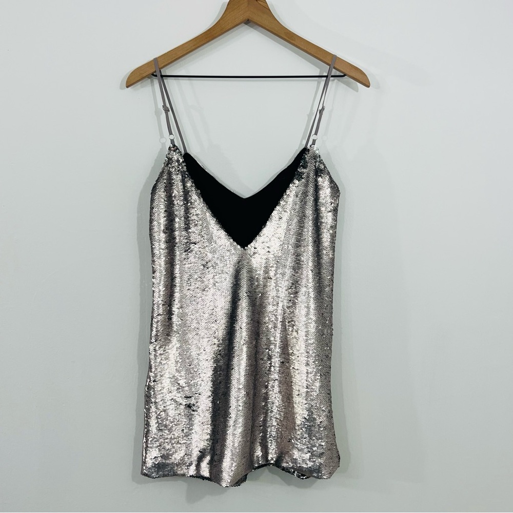 Missguided Mini Spaghetti Strap Silver Sequin Dress New With Tags Size 2 - Picture 4 of 10